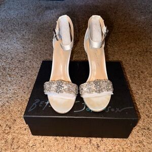 Betsey Johnson Silver and White Embellished Heels